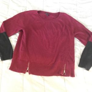 Eileen Fisher Burgundy Sweater with Zipper Details